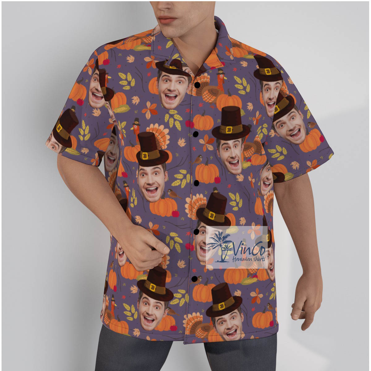 Funny Custom Face Thanksgiving Hawaiian Shirt - variant image 1