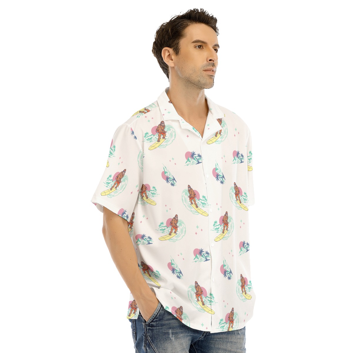 Bigfoot Surfing Hawaiian Shirt For Men