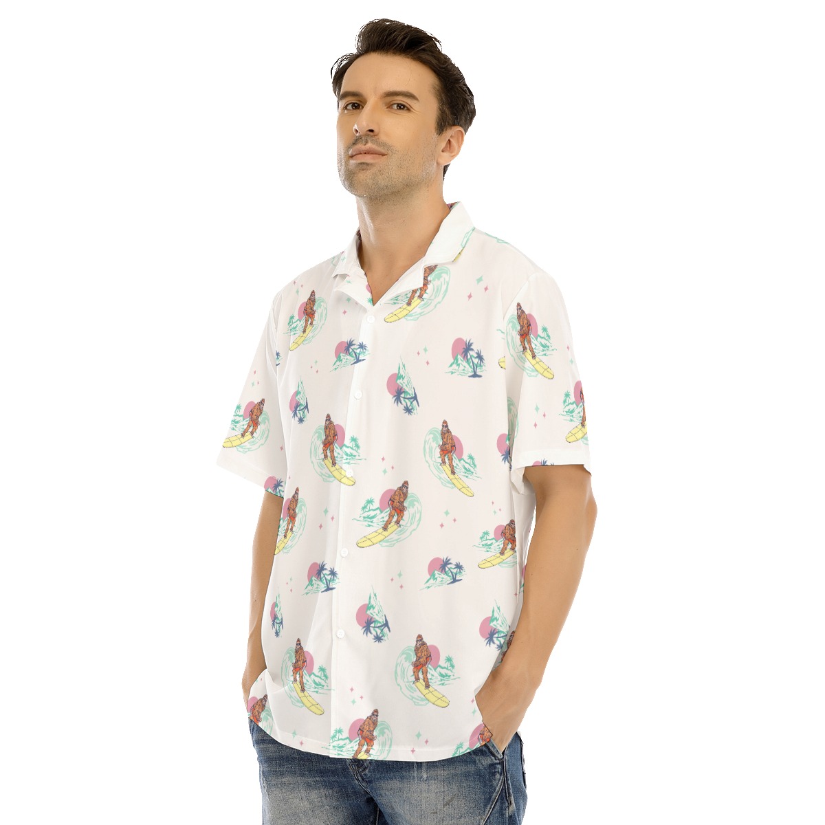 Bigfoot Surfing Hawaiian Shirt For Men