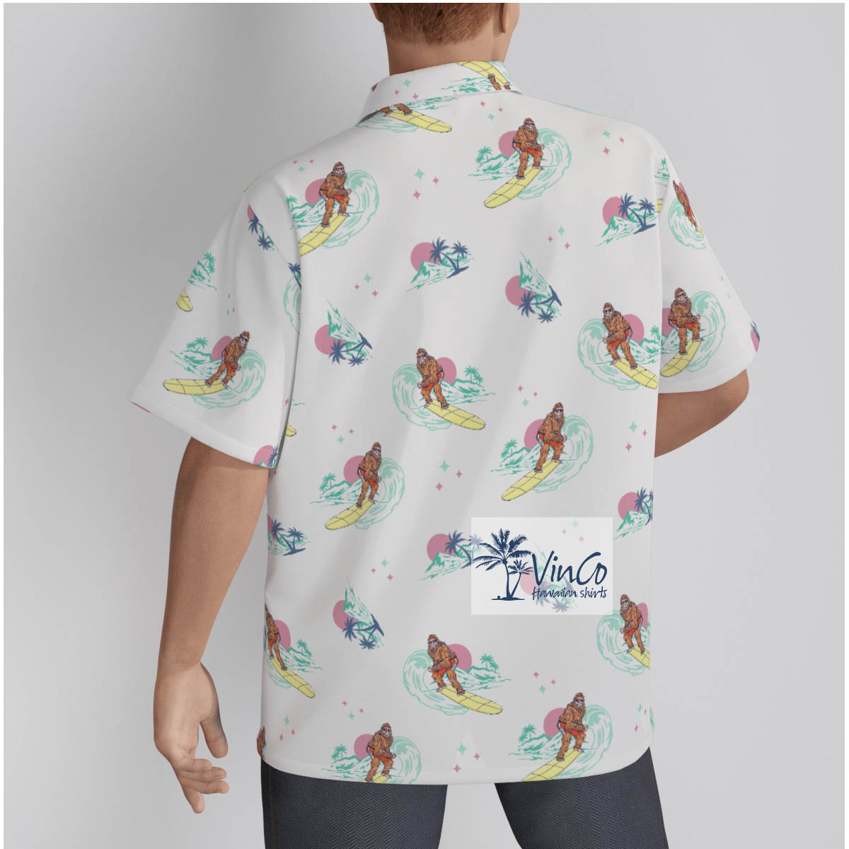 Bigfoot Surfing 100% Cotton Hawaiian Shirt For Men