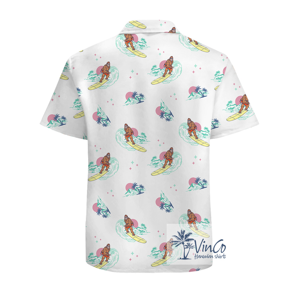 Bigfoot Surfing 100% Cotton Hawaiian Shirt For Men