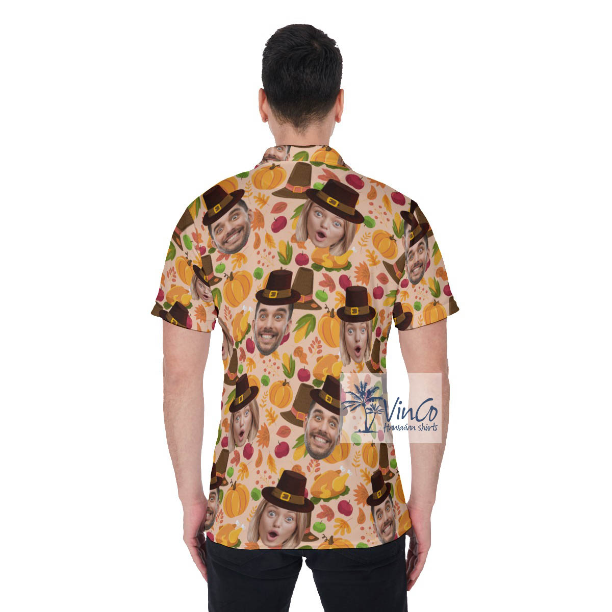 Thanksgiving Hawaiian Golf Shirt With Custom Multiple Faces