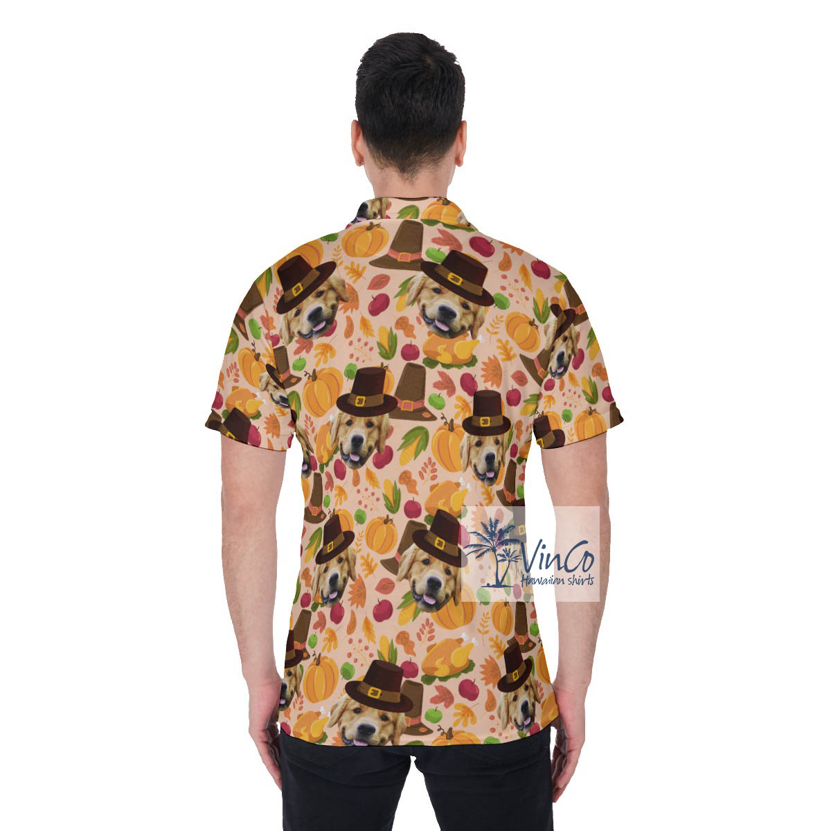 Custom Dog Face Thanksgiving Hawaiian Golf Polo Shirt