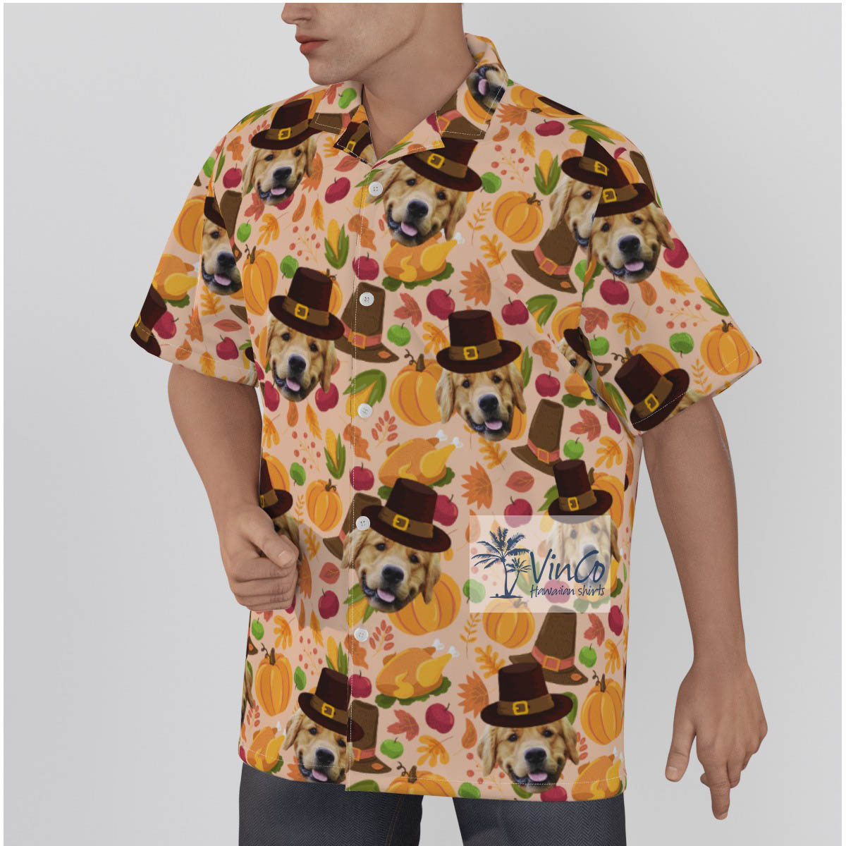 Custom Thanksgiving Hawaiian Shirt With Dog Face