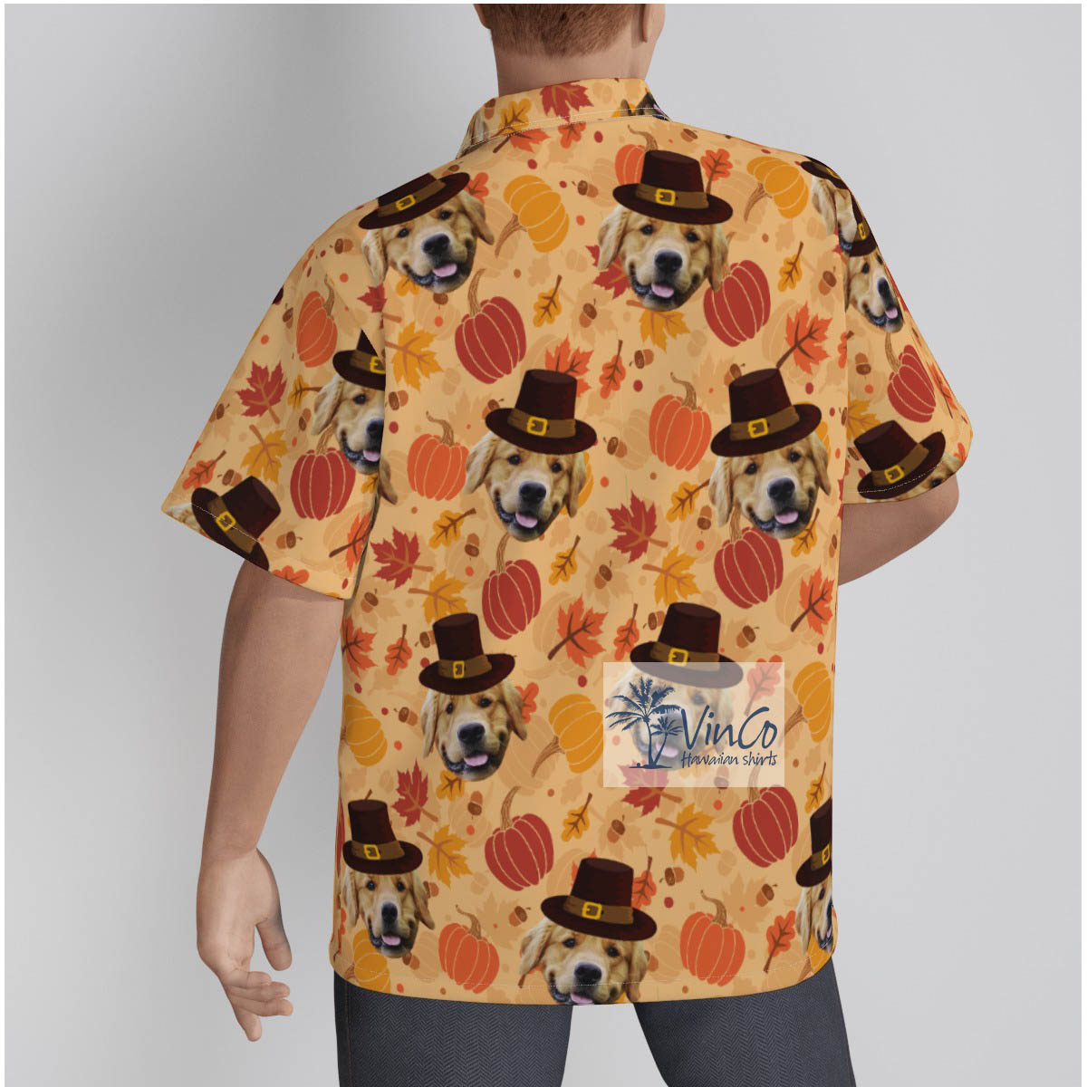 Thanksgiving Pumpkins Custom Dog Face Hawaiian Shirt
