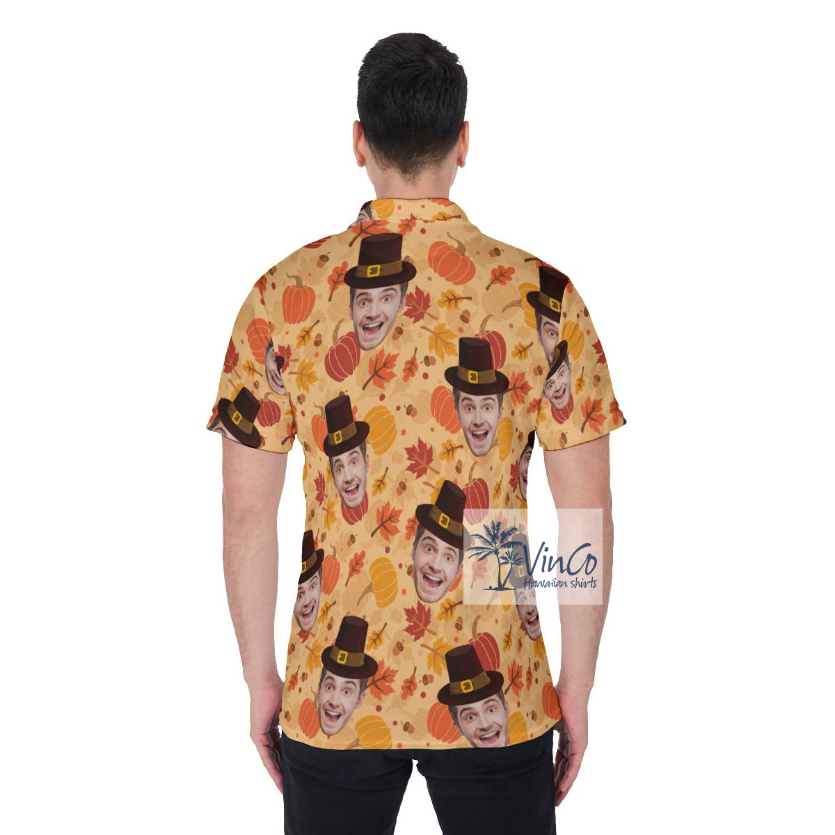 Funny Custom Face Pumpkins Hawaiian Polo Shirt