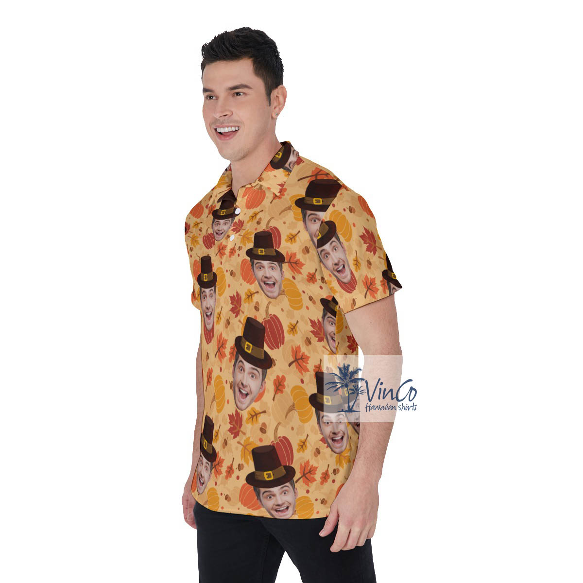 Funny Custom Face Pumpkins Hawaiian Polo Shirt