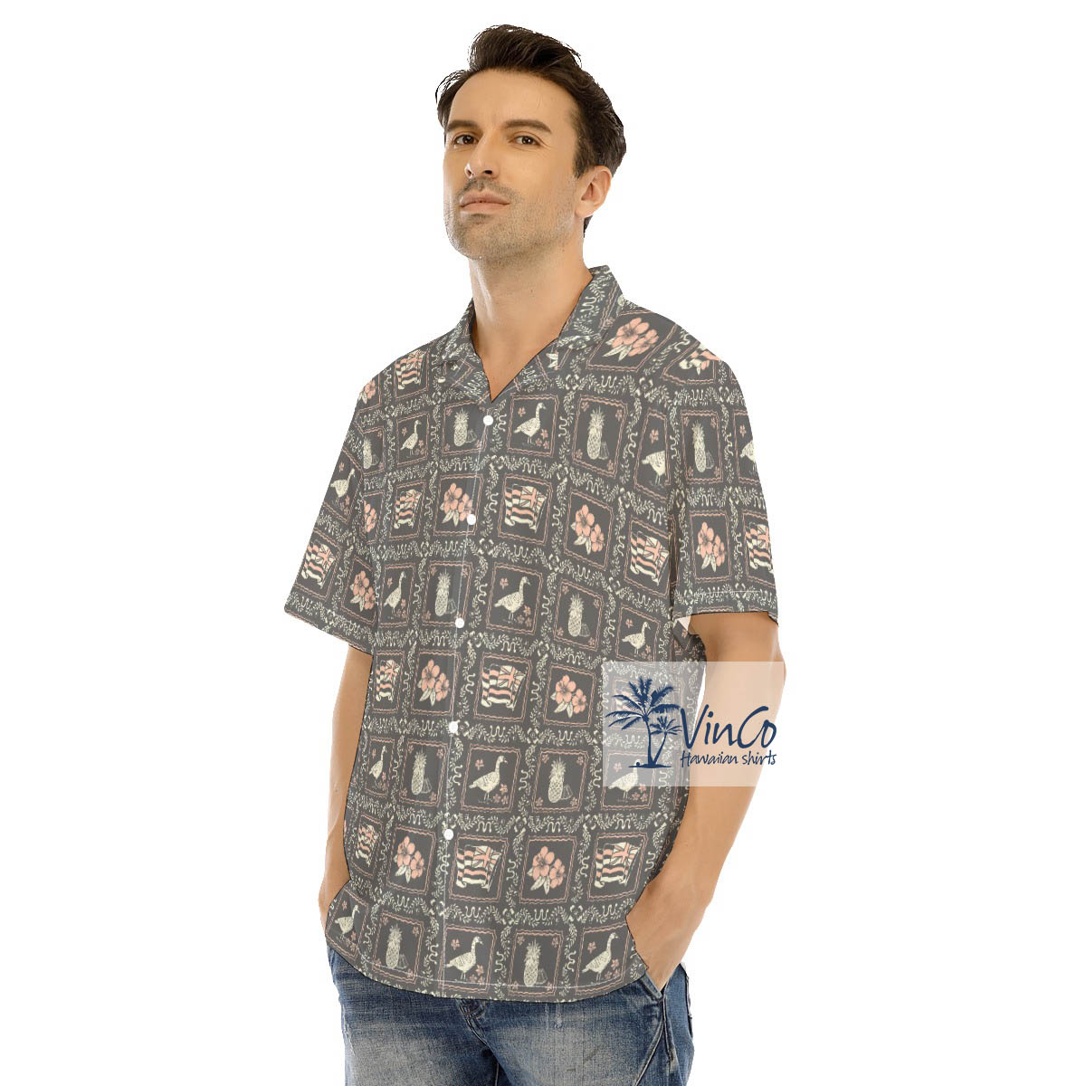 Nene American Flag Vintage Hawaiian Shirt For Men