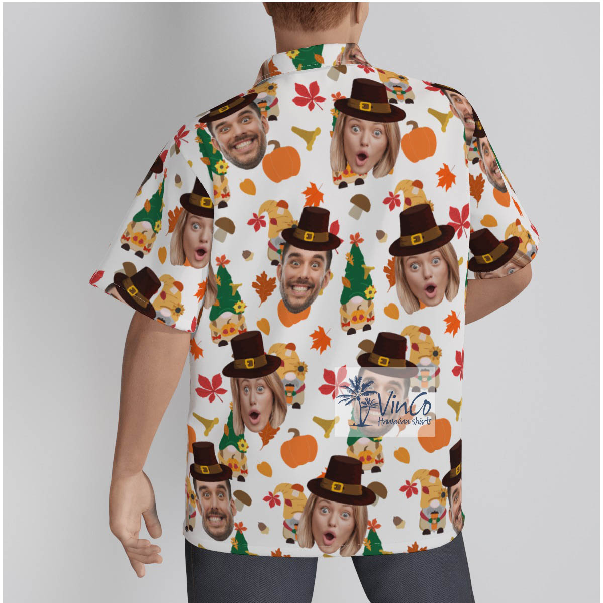 Funny Custom Multiple Faces Thanksgiving Gnomes Hawaiian Shirt