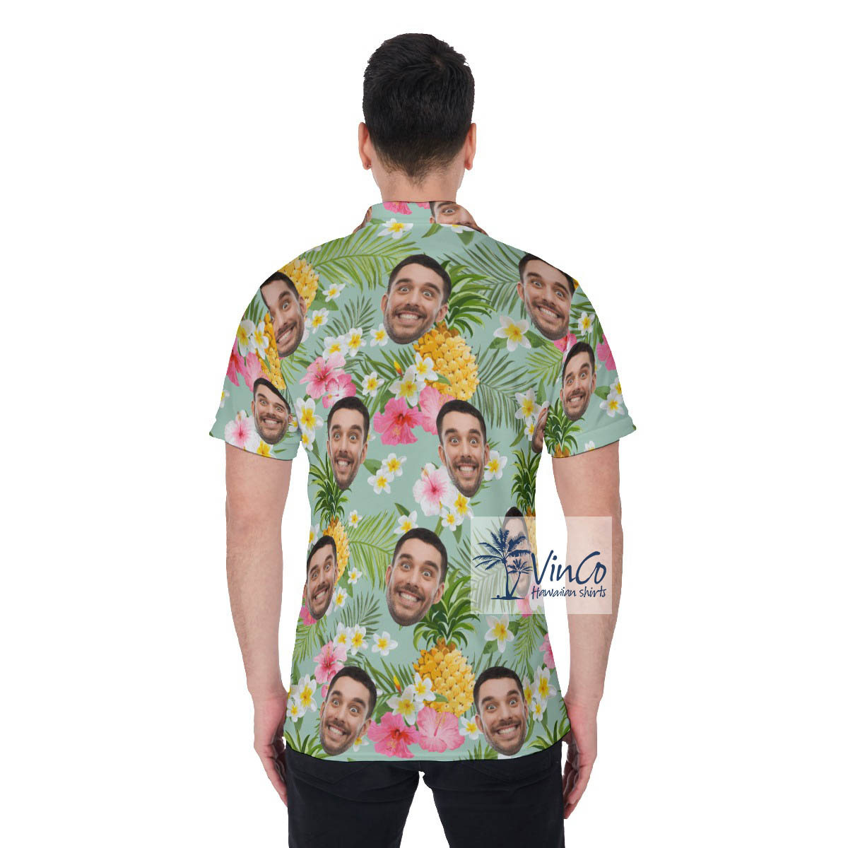 Custom Faces Hawaiian Polo Shirt For Men