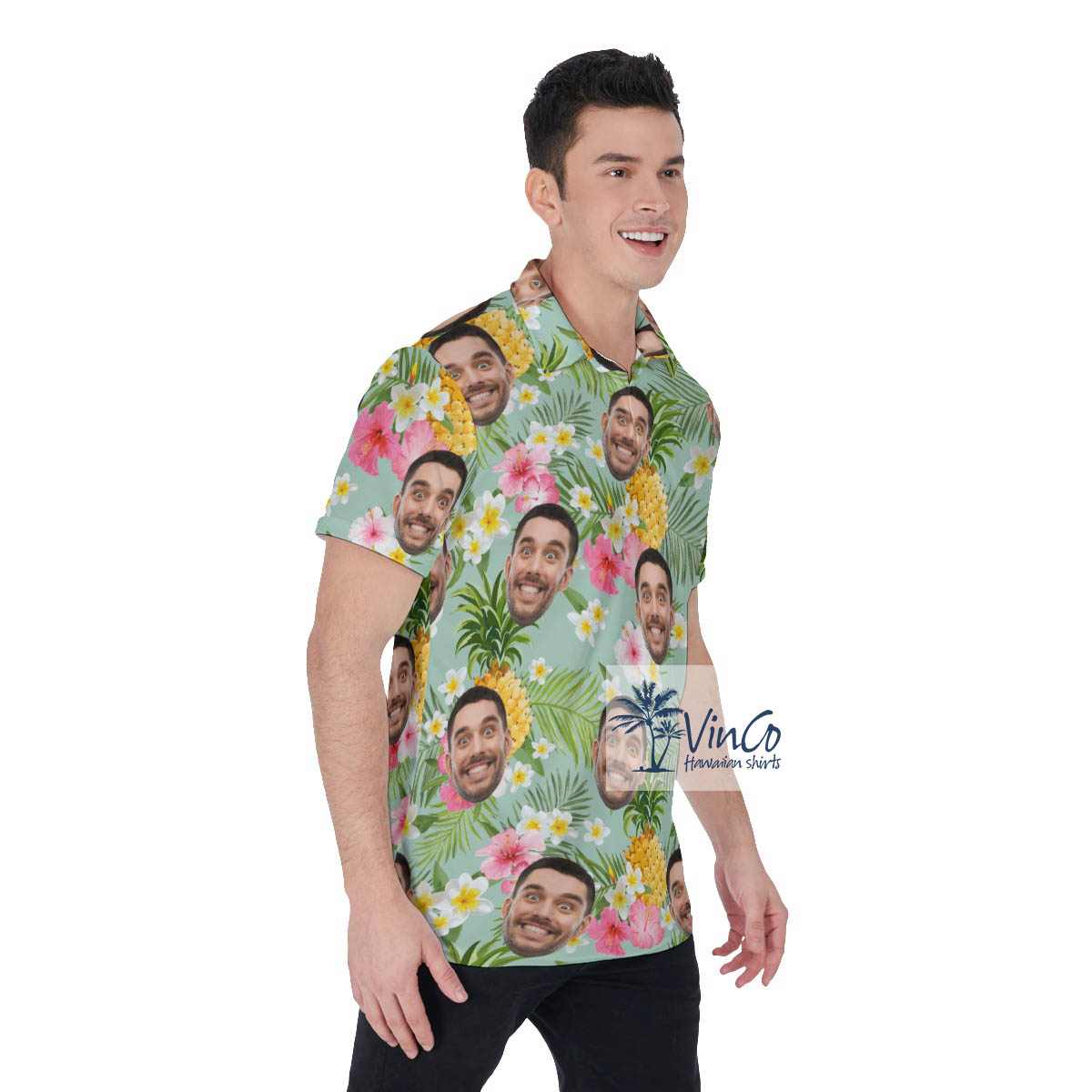 Custom Faces Hawaiian Polo Shirt For Men