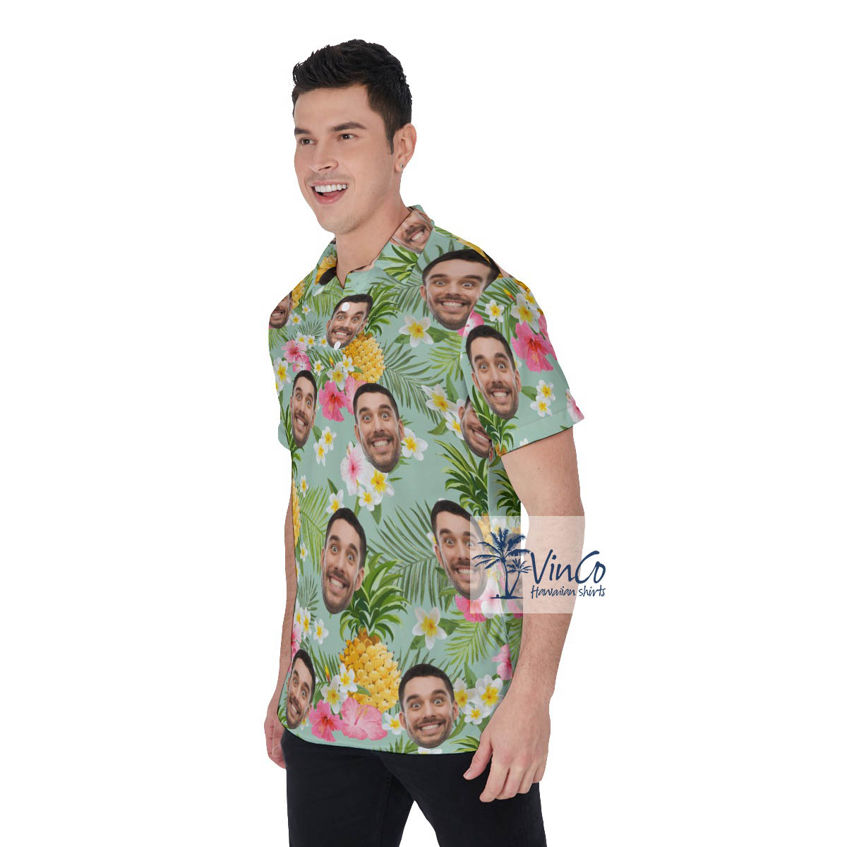 Custom Faces Hawaiian Polo Shirt For Men