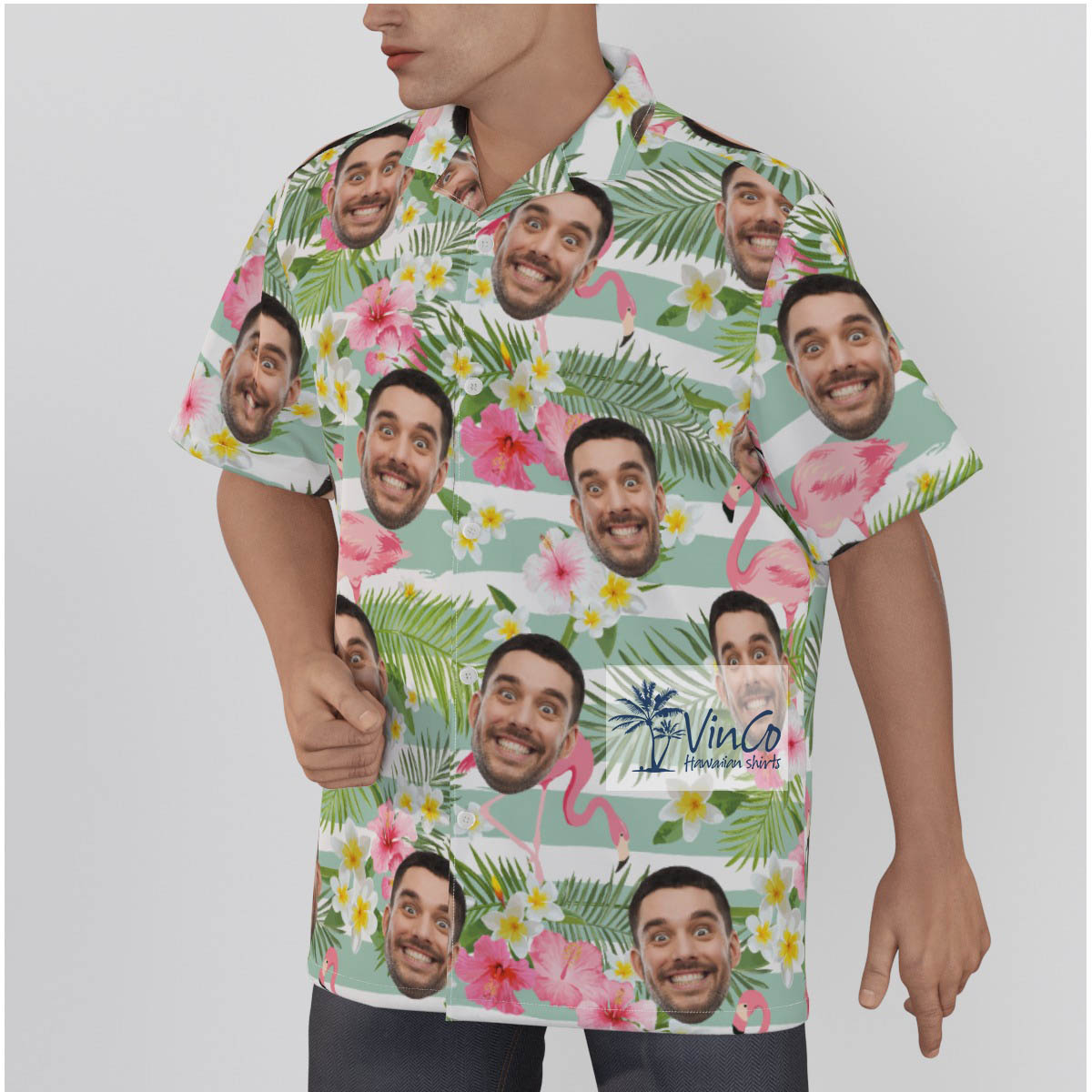 Flamingo Custom Hawaiian Shirts With Faces