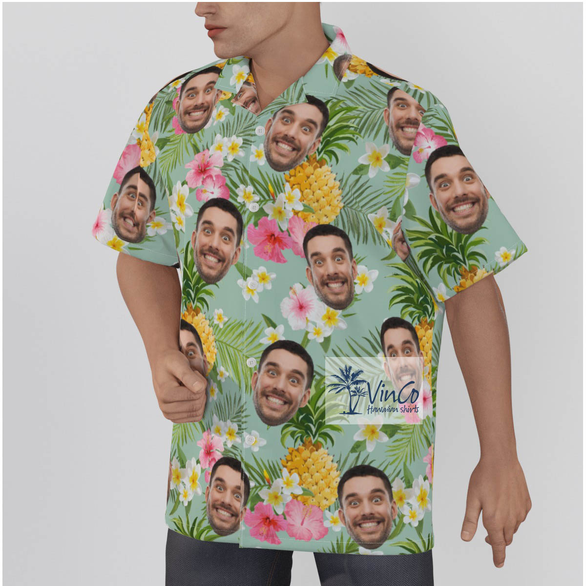 Personalized Faces Hawaiian Beach Shirt For Men