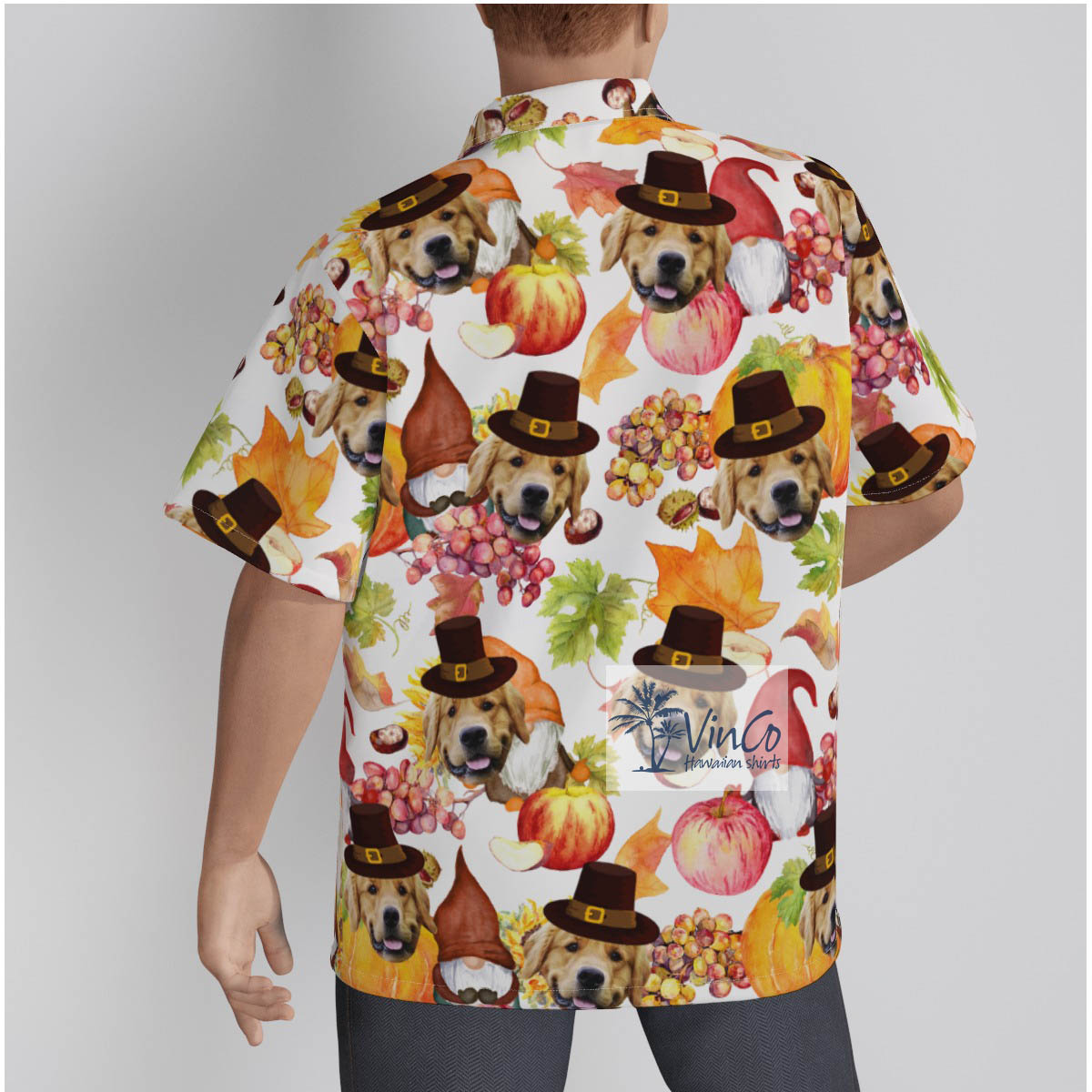 Custom Dog Face Thanksgiving Gnomes Hawaiian Shirt