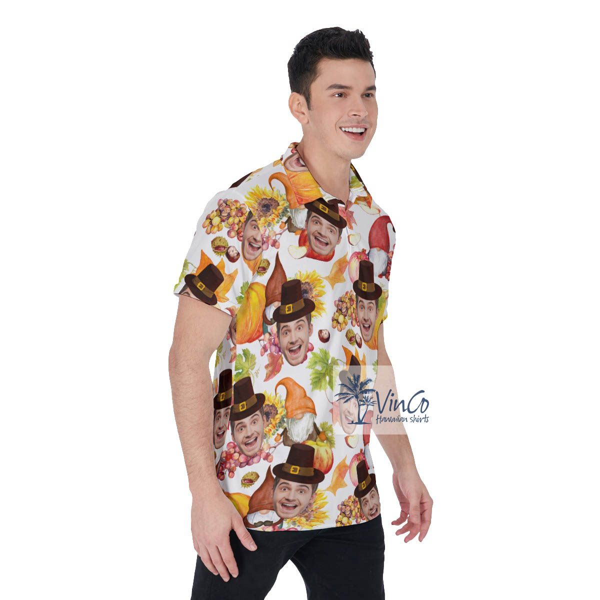 Thanksgiving Gnomes Custom Face Hawaiian Golf Polo Shirt