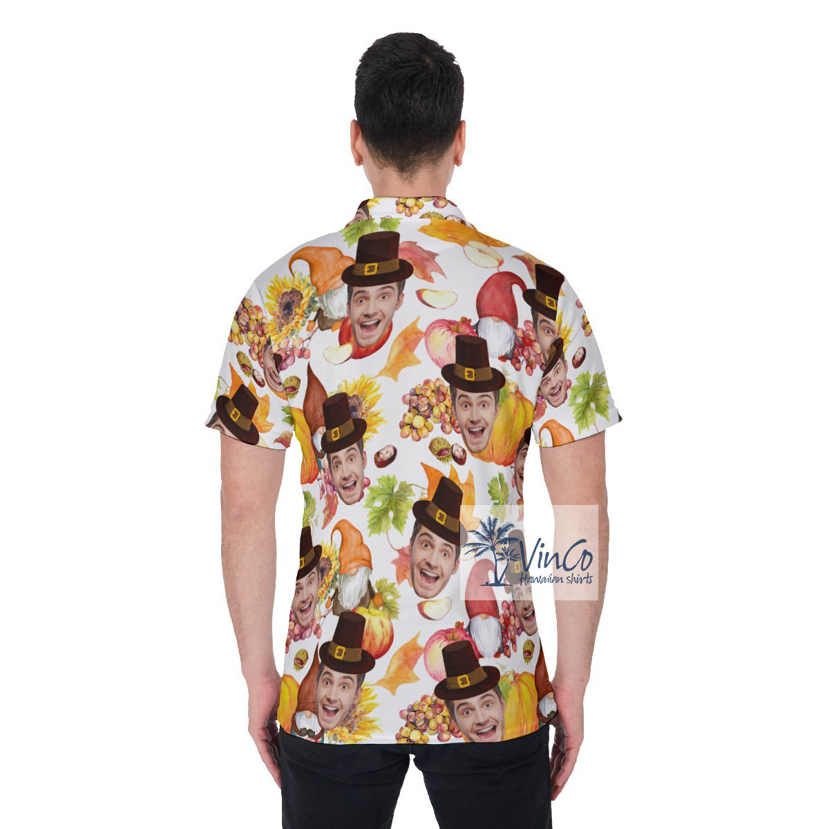 Thanksgiving Gnomes Custom Face Hawaiian Golf Polo Shirt