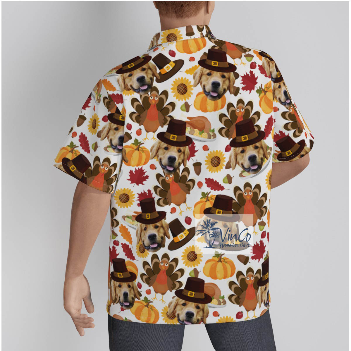 Funny Custom Thanksgiving Turkey Hawaiian Shirt With Dog Face