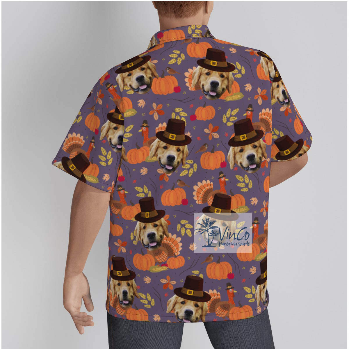 Custom Dog Face Thanksgiving Hawaiian Shirt