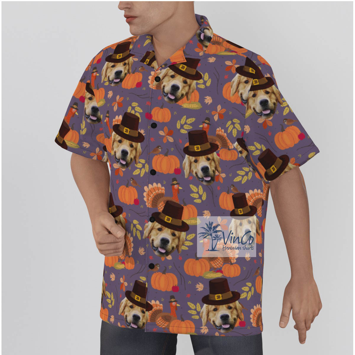Custom Dog Face Thanksgiving Hawaiian Shirt