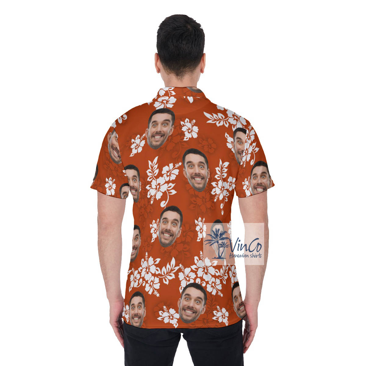 Vintage Hibiscus Hawaiian Polo Shirt With Custom Face