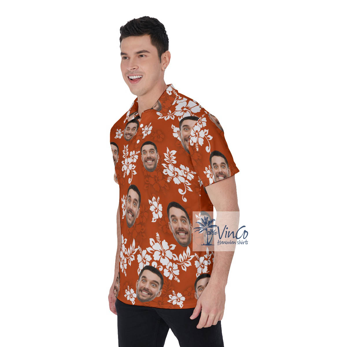 Vintage Hibiscus Hawaiian Polo Shirt With Custom Face