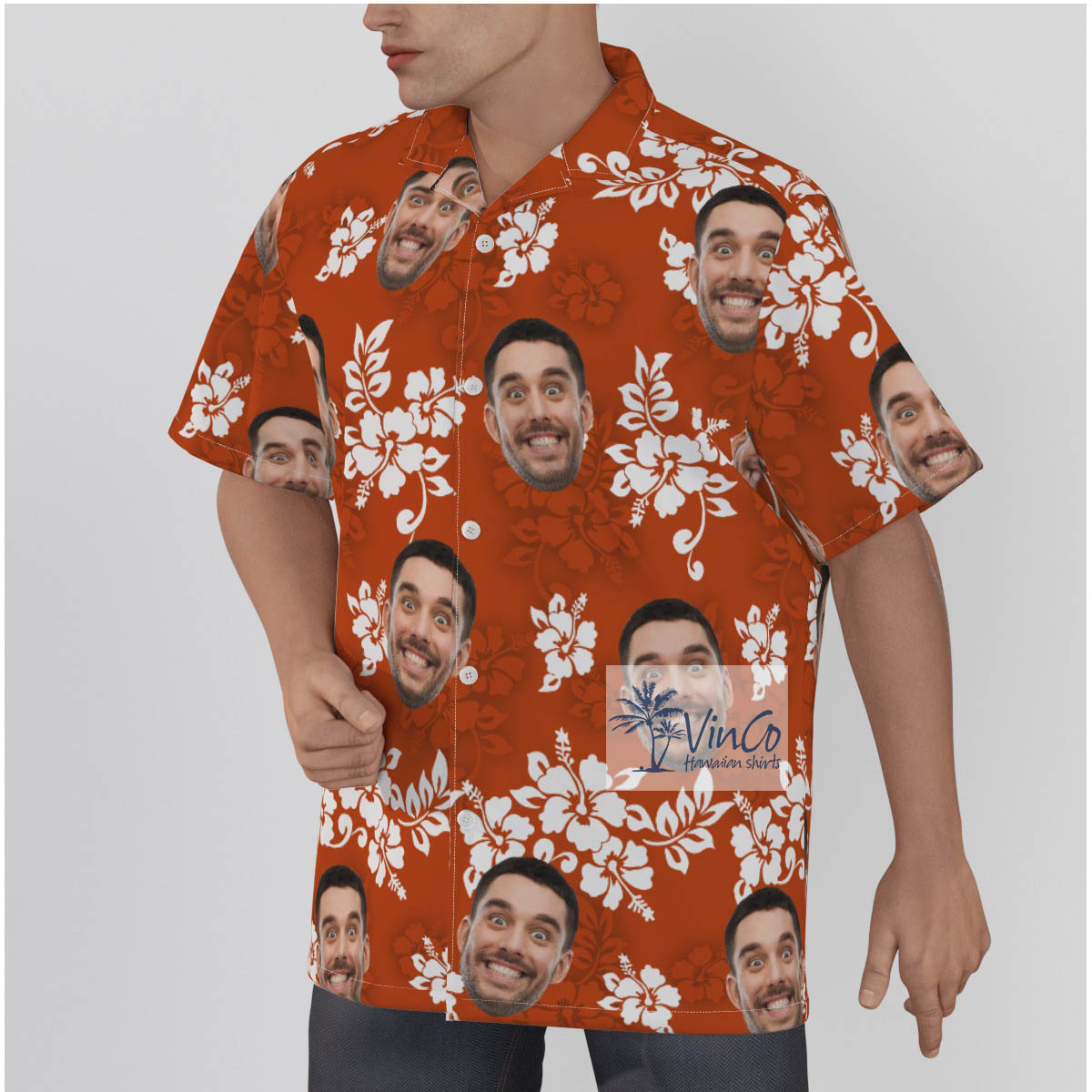 Funny Custom Face Vintage Hibiscus Hawaiian Shirt