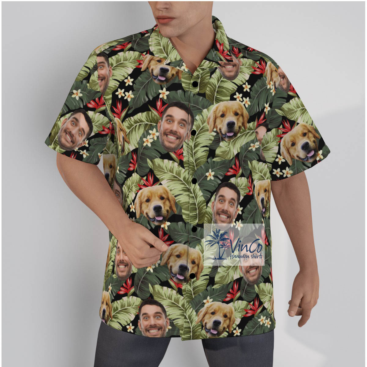 Floral Custom Your Face Button Up Shirt For Summer - variant image 1