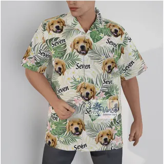 Floral Custom Dog Face With Name Hawaiian Shirt