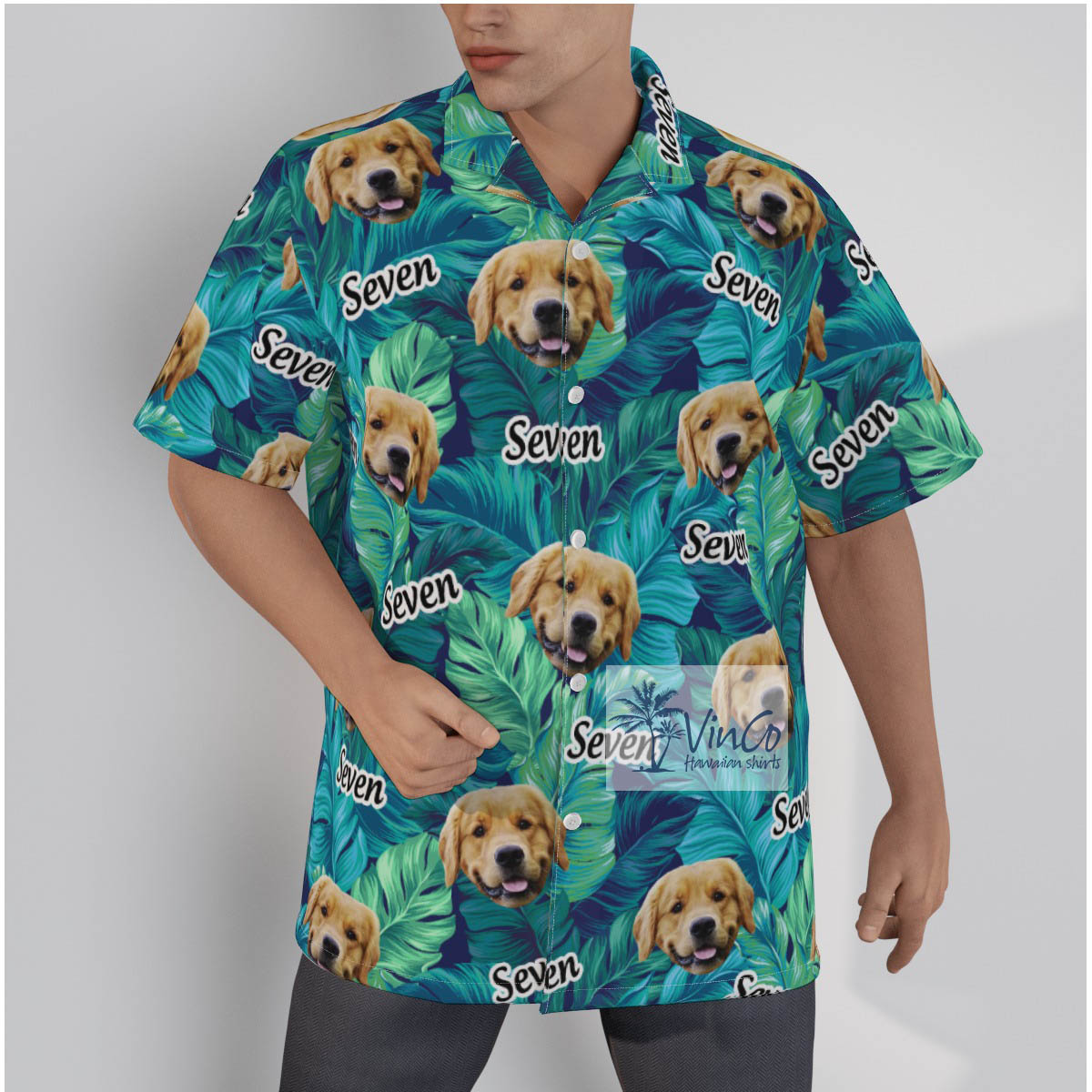 Custom Face And Name Tropical Leave Hawaiian Shirt - variant image 1