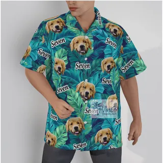 Custom Face And Name Tropical Leave Hawaiian Shirt