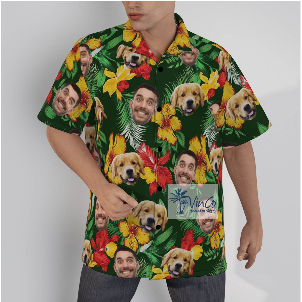 Custom Hawaiian Shirt With Face Dog And Owner - variant image 1