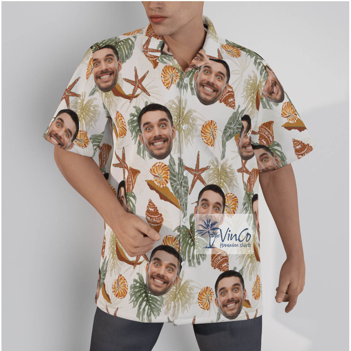 Tropical Seashell Custom Face Hawaiian Shirt - variant image 1