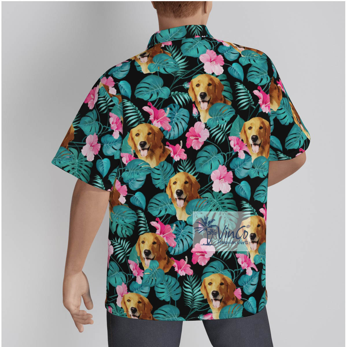 Tropical Hibiscus Custom Dog Face Hawaiian Shirt