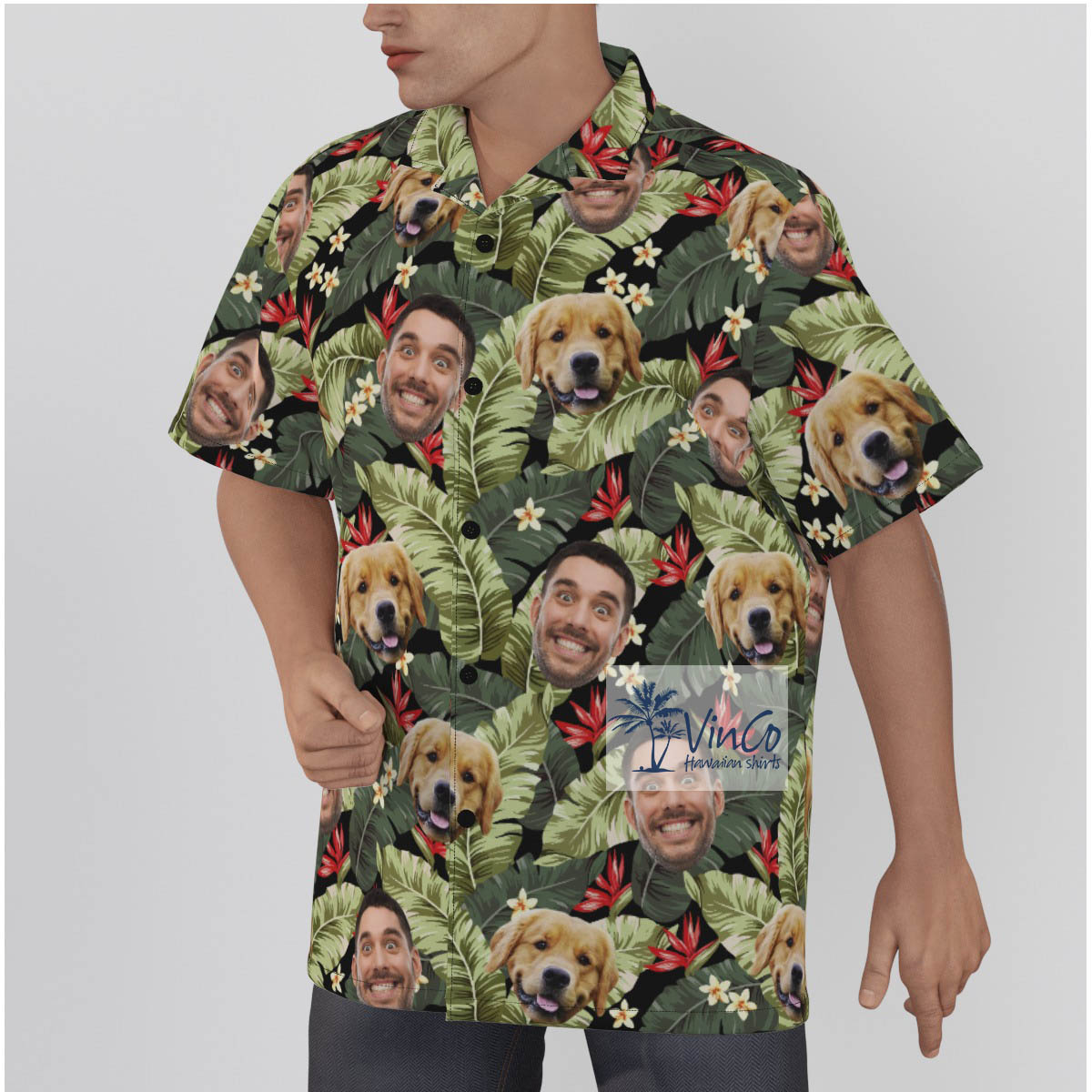 Floral Custom Your Face Button Up Shirt For Summer