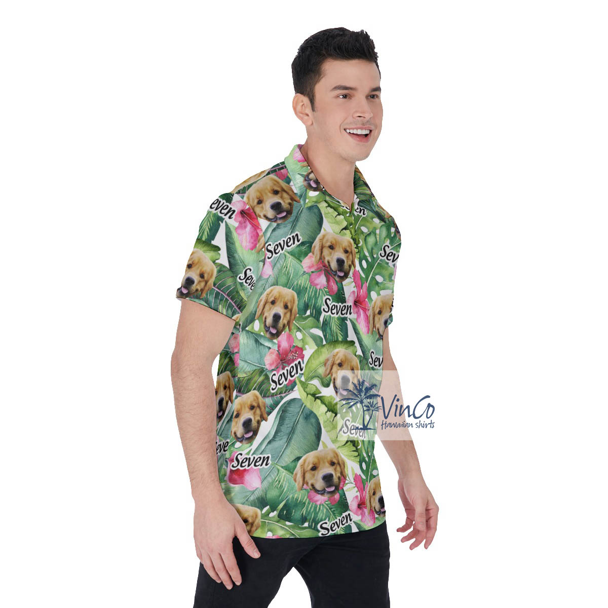 Custom Face With Name Tropical Hibiscus Hawaiian Polo Shirt