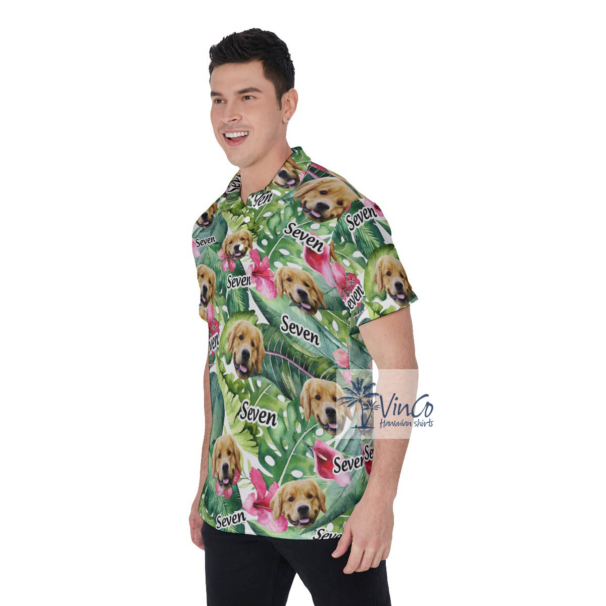 Custom Face With Name Tropical Hibiscus Hawaiian Polo Shirt