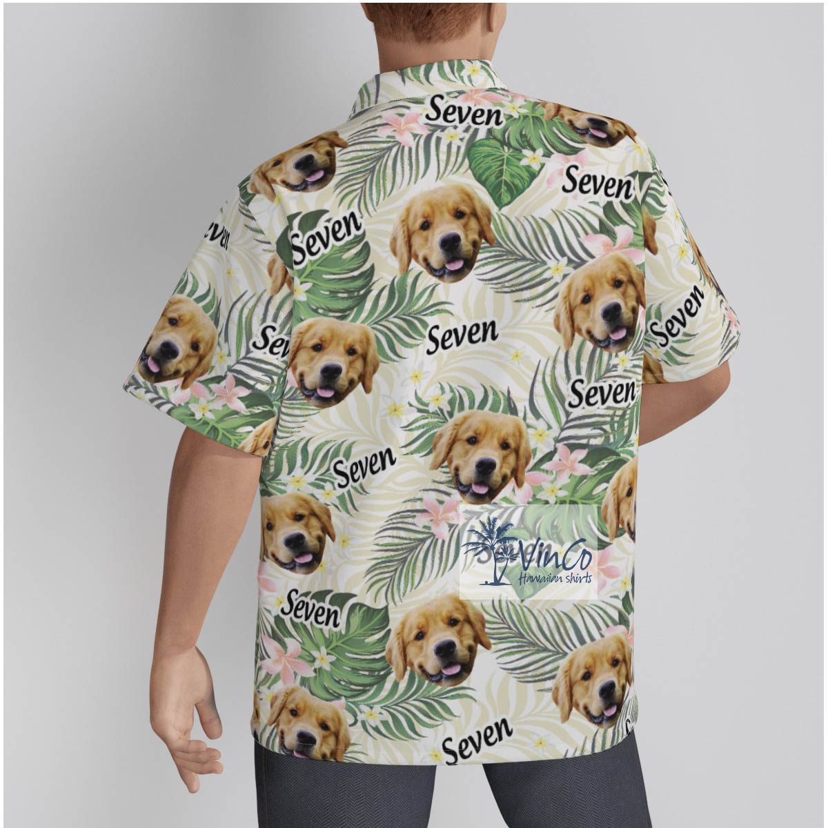 Floral Custom Dog Face With Name Hawaiian Shirt