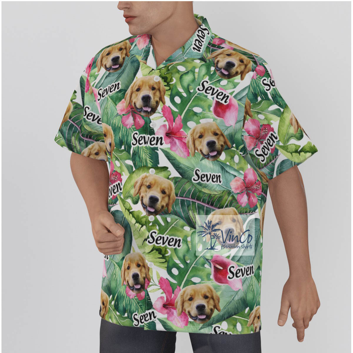 Tropical Hibicus Custom Face With Name Hawaiian Shirt