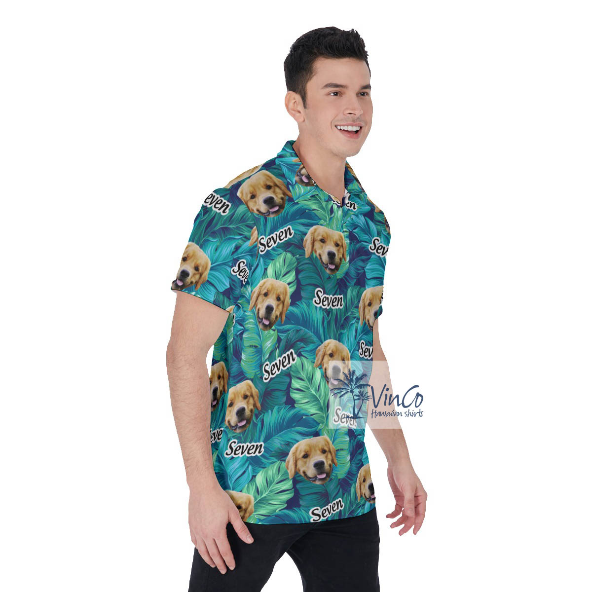 Tropical Leave Hawaiian Polo Shirt With Custom Face And Name