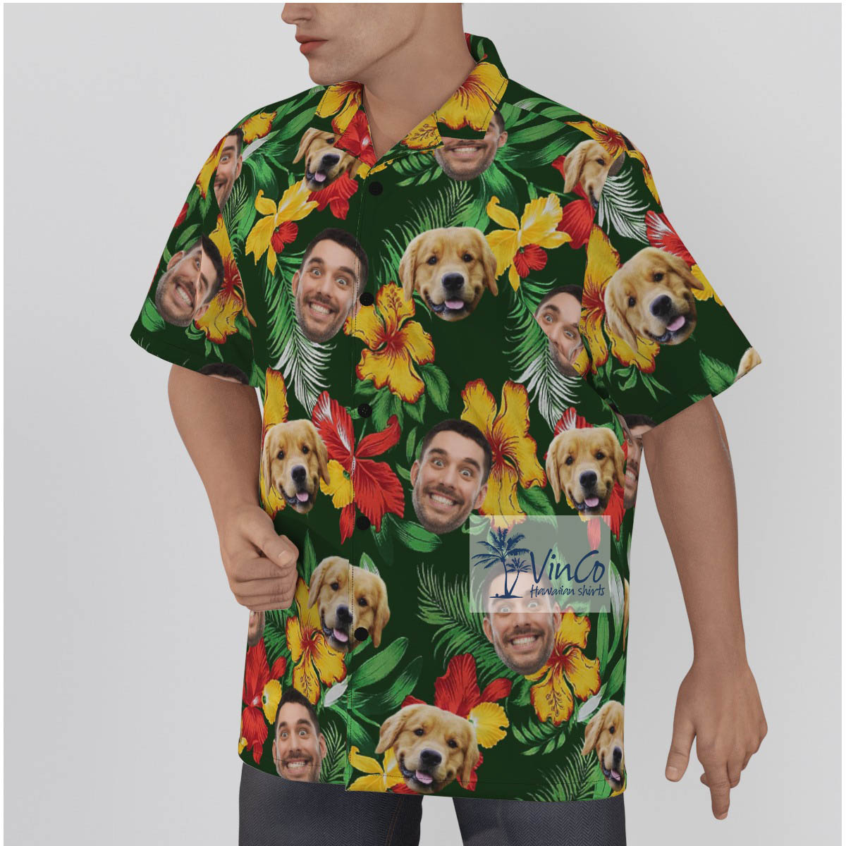 Custom Hawaiian Shirt With Face Dog And Owner