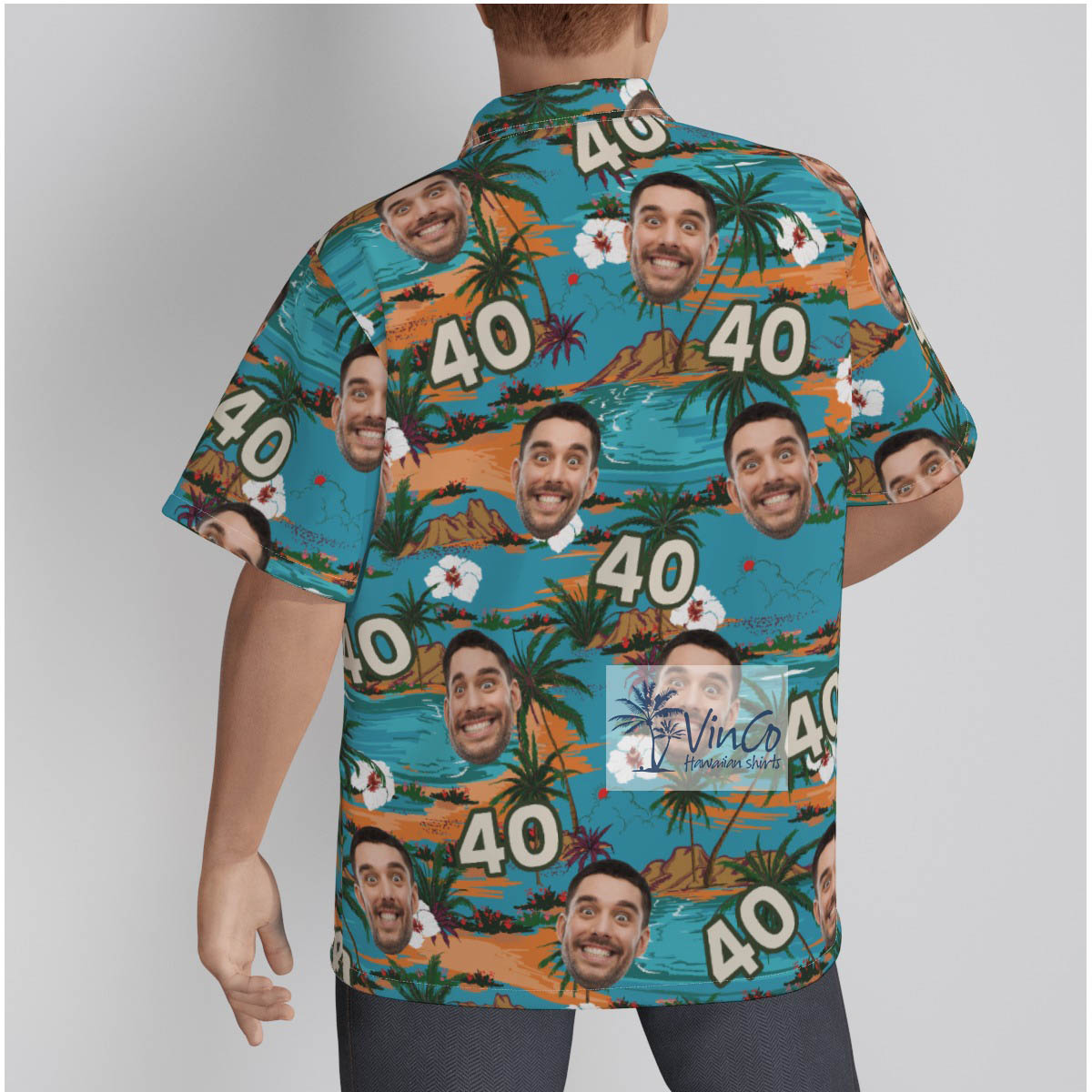 Tropical Island Floral Custom Face Birthday Hawaiian Shirt