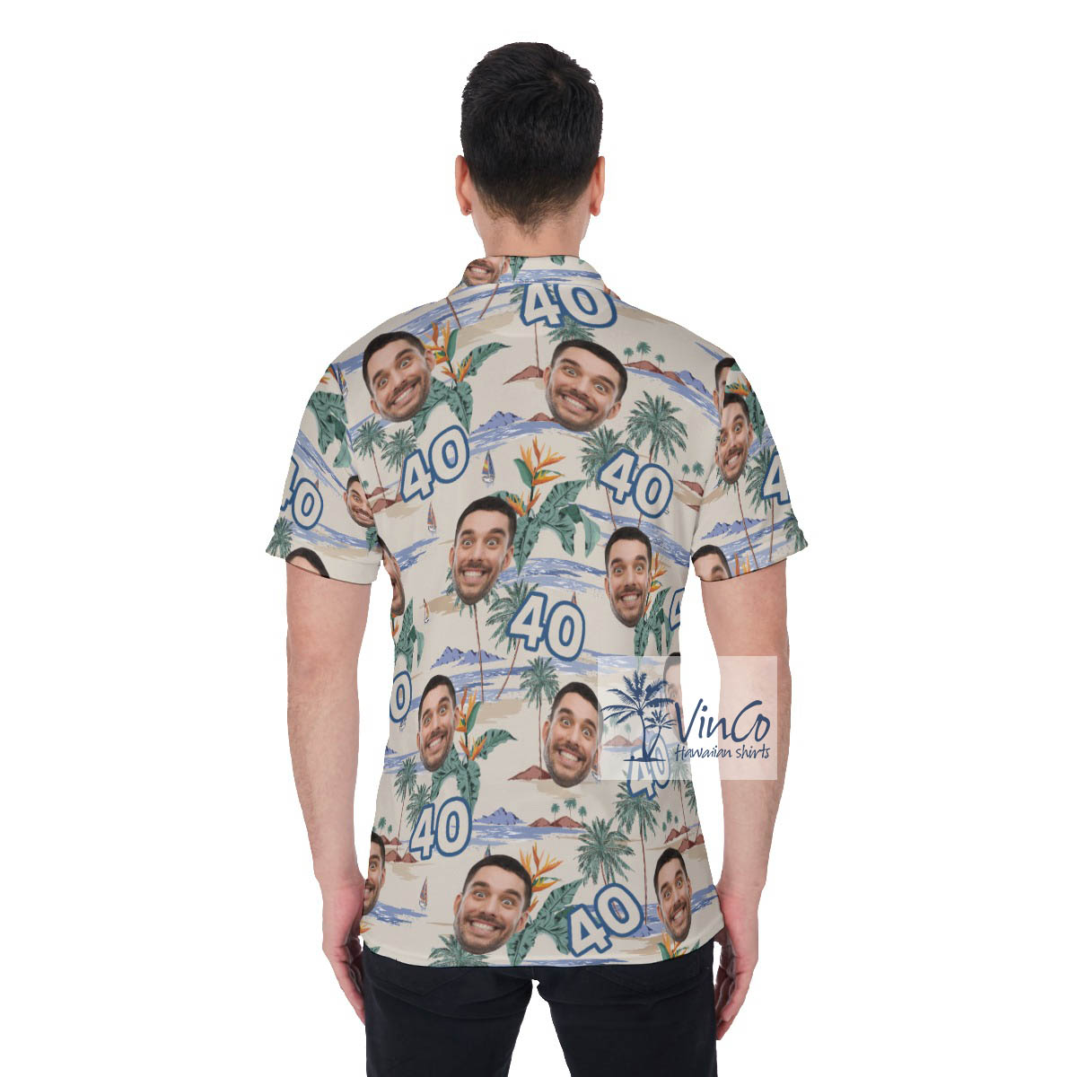 Tropical Island Custom Face Birthday Hawaiian Golf Shirt
