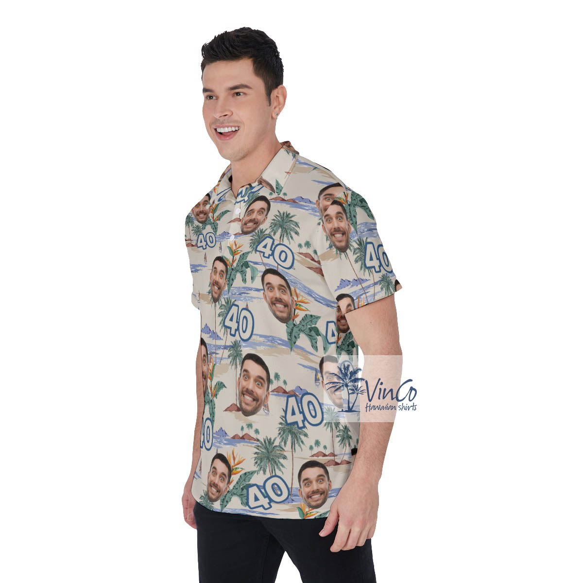 Tropical Island Custom Face Birthday Hawaiian Golf Shirt