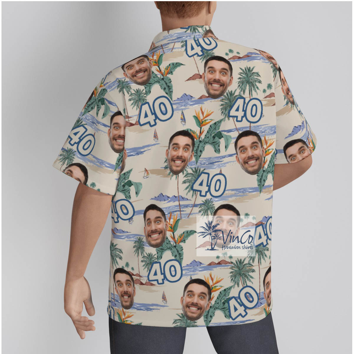 Tropical Island Custom Birthday Hawaiian Shirt With Face And Age