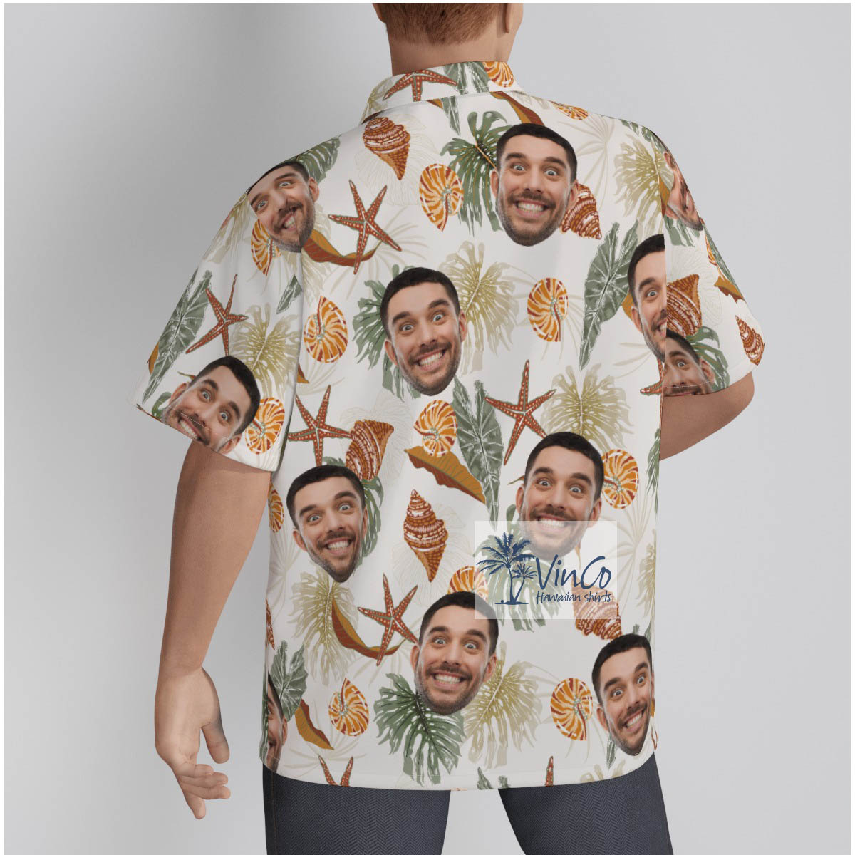 Tropical Seashell Custom Face Hawaiian Shirt