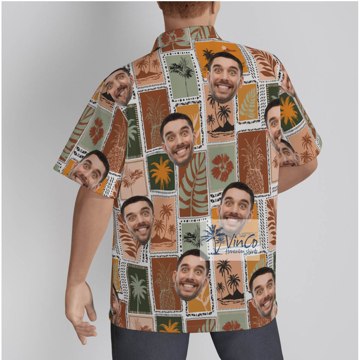 Vintage Tropical Palm Tree Custom Face Hawaiian Shirts For Men
