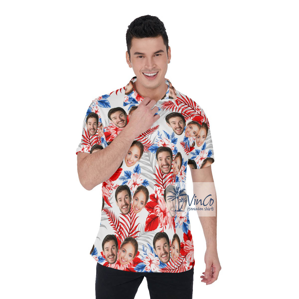 Custom Hibiscus Hawaiian Polo Shirt With Multiple Faces - variant image 1