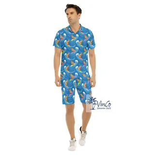 Capybara Hawaiian Button Up Shirt Set For Men