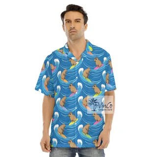 Capybara Surfing Hawaiian Beach Shirt